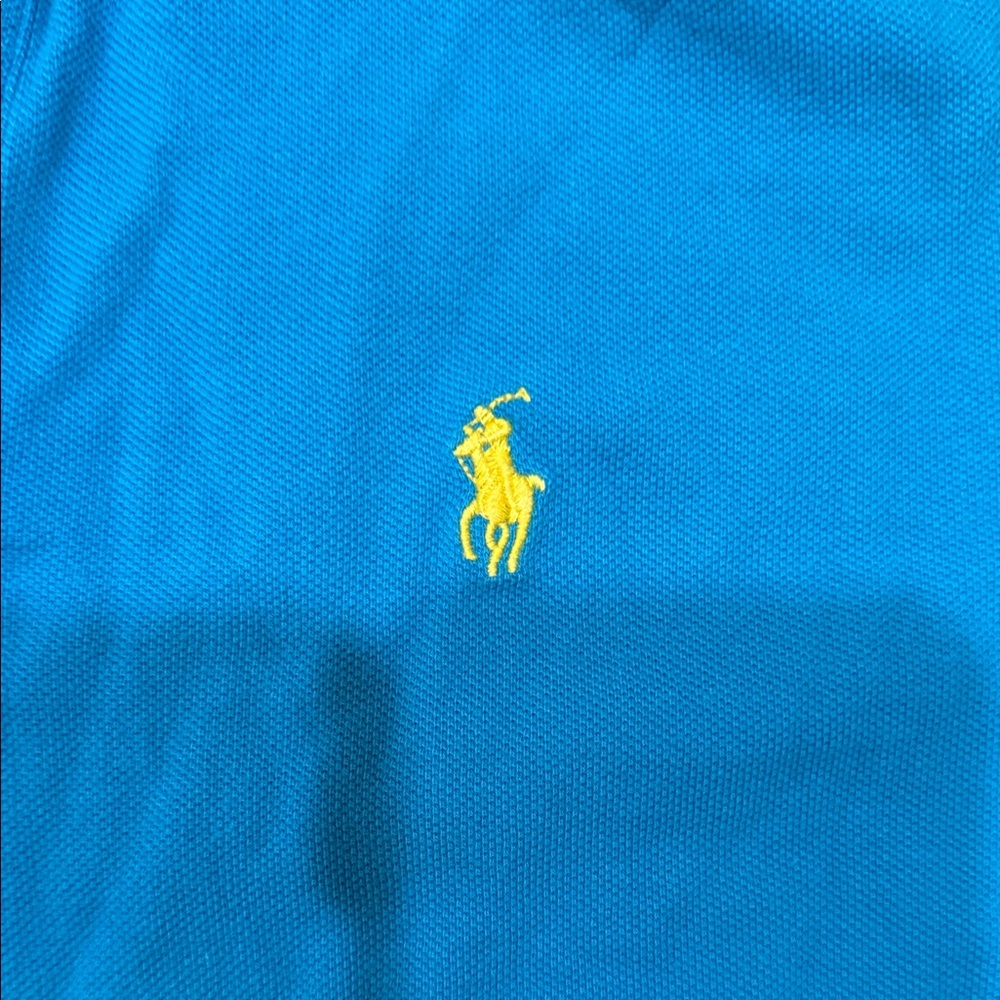 Women’s Ralph Lauren Blue Polo with Yellow Pony Logo - Picture 3 of 5